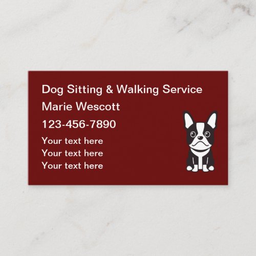 Dog Sitting And Walking Service Business Card