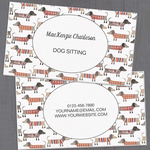 Dog Sitting Dachshund Sausage Dog Business Card