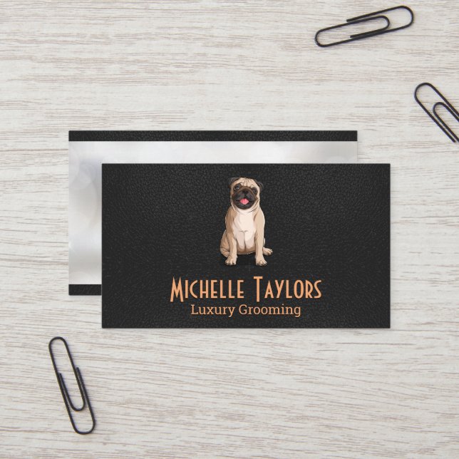 Dog Sitting | Grooming | Leather Business Card (Front/Back In Situ)
