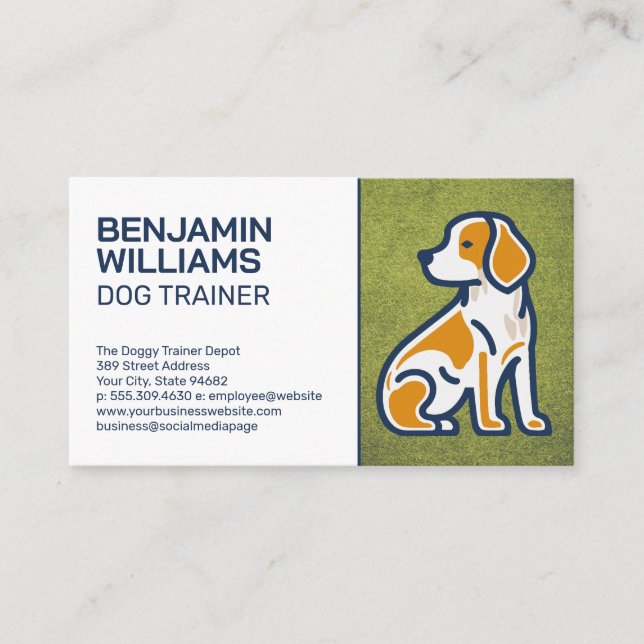 Dog Sitting Icons | Grass Turf Business Card (Front)