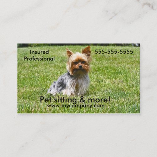 Dog sitting, pet sitting, dog care business card