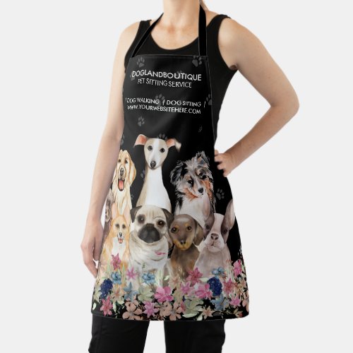 Dog Sitting Service Pet Groomer Floral Veterinary Apron