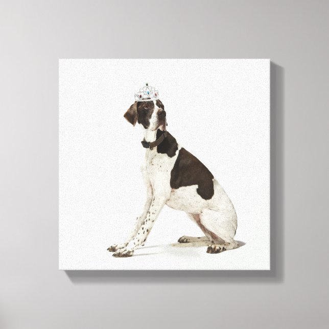 Dog sitting with a tiara on head canvas print (Front)