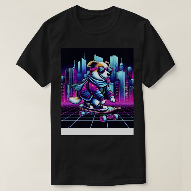 Dog Skateboarding 6 T-Shirt (Design Front)