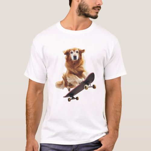 Dog Skateboarding Down Street Park T_Shirt