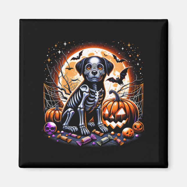 Dog Skeleton Halloween Magnet (Front)