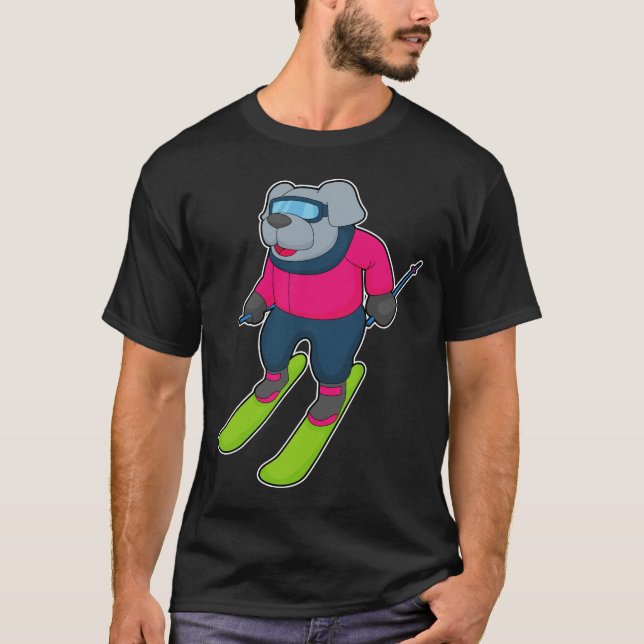 Dog Skier Ski Winter sports T-Shirt (Front)