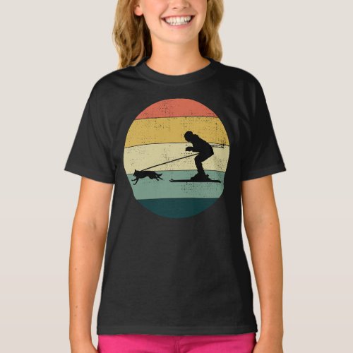 Dog Skijoring Extreme Winter Sport Ski Race Racing T_Shirt