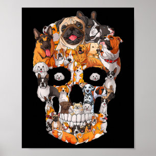 Dog Skull Dogs Paw Lover Halloween Dog Skeleton Poster