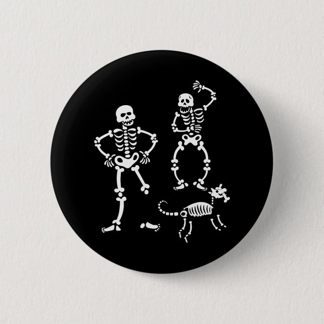 Dog Skull Skeleton Running Halloween Costume Party Button (Front)