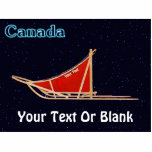 Dog Sled - Canada Cutout<br><div class="desc">A dog sled with a red sled bag superimposed on a starry background. Text reading,  "Canada" appears in glowing blue. You may add your own additional text both on the sled bag and at the bottom.</div>