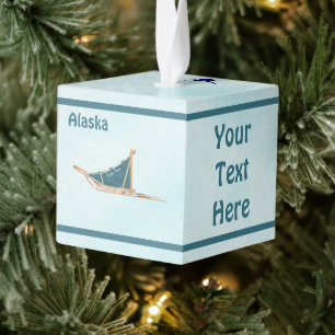 Dog Sled On Snow - Alaska Cube Ornament