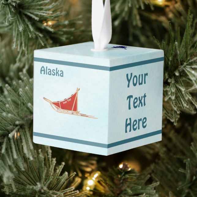 Dog Sled On Snow - Alaska Cube Ornament (Tree)