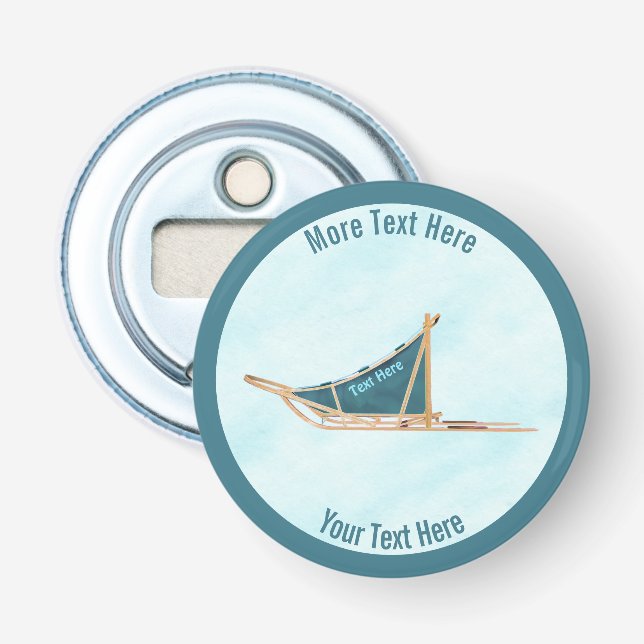 Dog Sled On Snow Bottle Opener (Front)