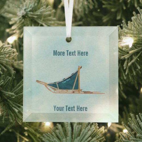 Dog Sled On Snow Glass Ornament