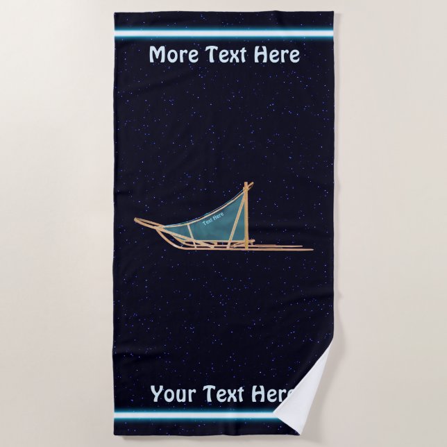 Dog Sled On Stars Beach Towel (Front)