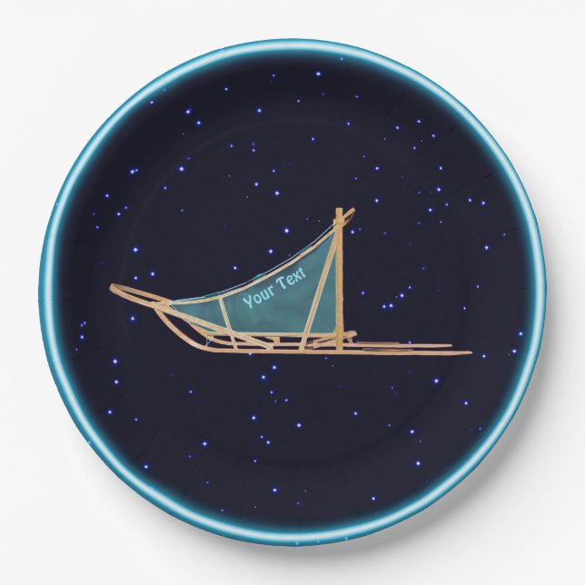 Dog Sled On Stars Paper Plates (Front)