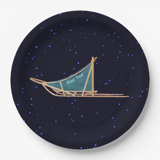 Dog Sled On Stars Paper Plates (Front)