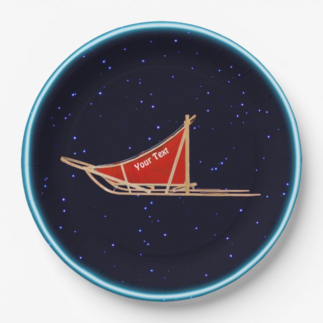 Dog Sled On Stars Paper Plates (Front)