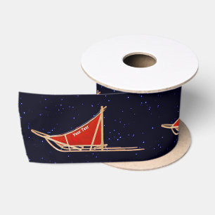 Dog Sled On Stars Satin Ribbon
