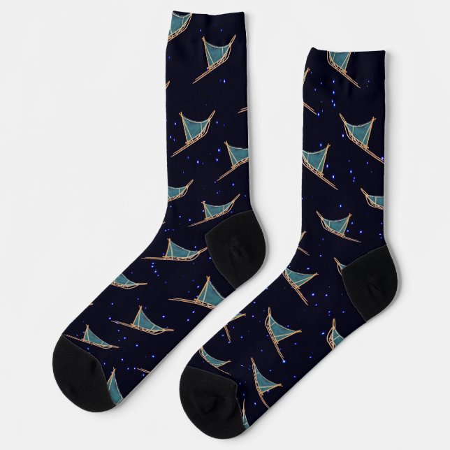 Dog Sled On Stars Socks (Left)