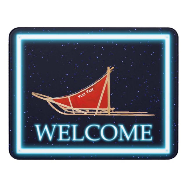 Dog Sled On Stars - Welcome Door Sign (Contemporary Front)