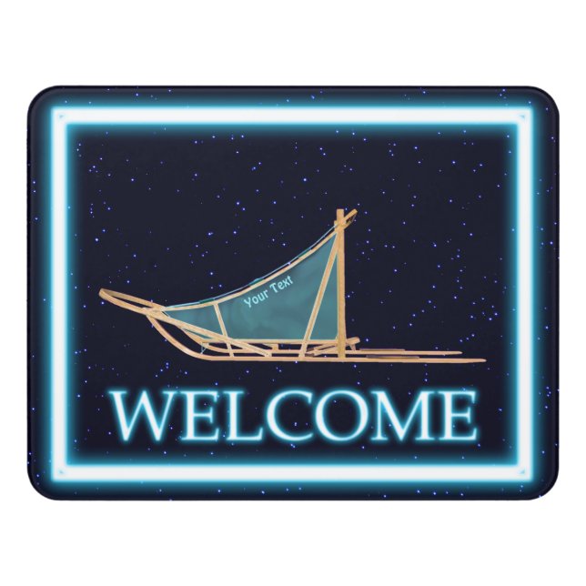 Dog Sled On Stars - Welcome Door Sign (Contemporary Front)