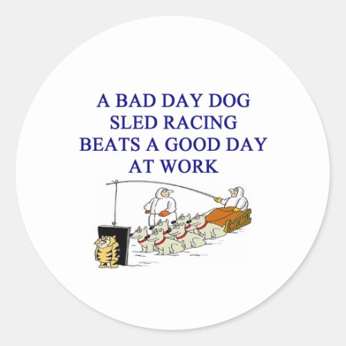 dog sled racing iditarod lover classic round sticker