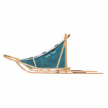 Dog Sled Statuette<br><div class="desc">A dog sled with a teal sled bag. You may add your own text on the sled bag.</div>