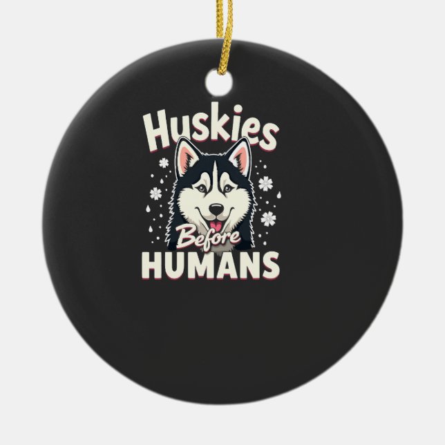 Dog Sledding Mushing Adventure Husky Team Winter   Ceramic Ornament (Front)