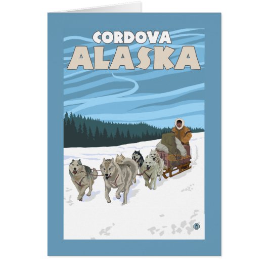 Dog Sledding Scene - Cordova, Alaska Cards (Front)