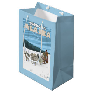 Dog Sledding Scene - Cordova, Alaska Medium Gift Bag