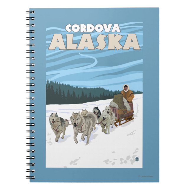 Dog Sledding Scene - Cordova, Alaska Notebook (Front)