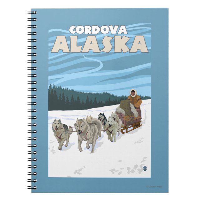 Dog Sledding Scene - Cordova, Alaska Notebook (Front)