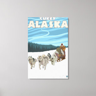 Dog Sledding Scene - Curry, Alaska Canvas Print