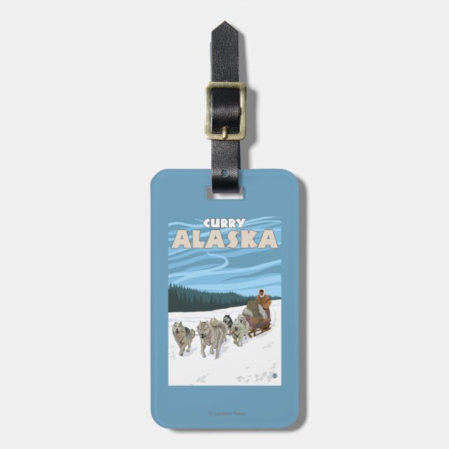 Dog Sledding Scene - Curry, Alaska Luggage Tag (Front Vertical)