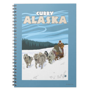 Dog Sledding Scene - Curry, Alaska Notebook
