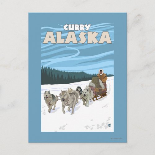 Dog Sledding Scene _ Curry Alaska Postcard