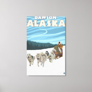 Dog Sledding Scene - Dawson, Alaska Canvas Print