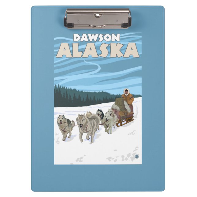 Dog Sledding Scene - Dawson, Alaska Clipboard (Front)