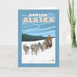 Dog Sledding Scene - Dawson, Alaska Holiday Card
