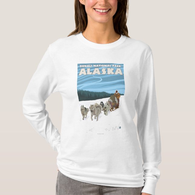 Dog Sledding Scene - Denali Nat'l Park, Alaska T-Shirt (Front)