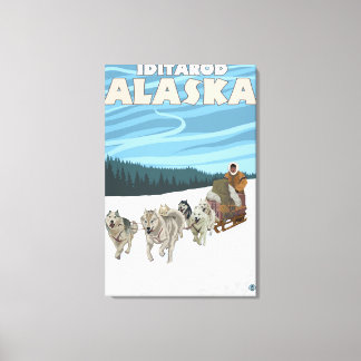 Dog Sledding Scene - Iditarod, Alaska Canvas Print