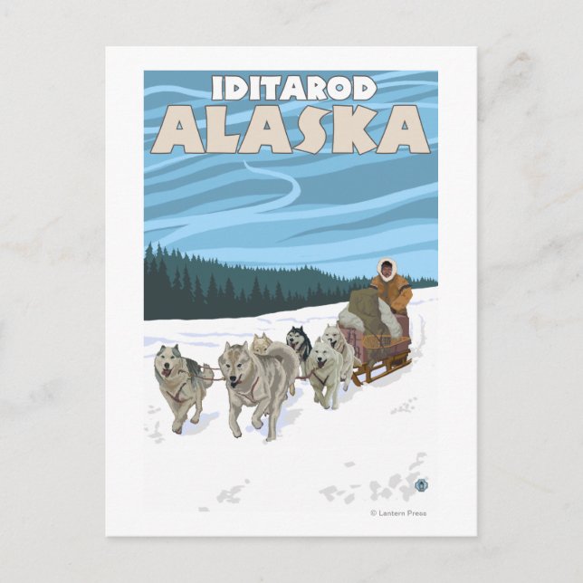 Dog Sledding Scene - Iditarod, Alaska Postcard (Front)