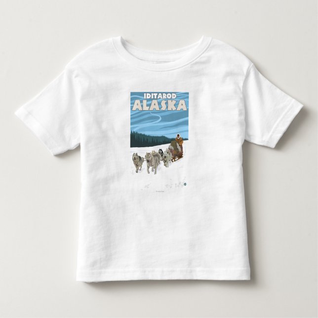 Dog Sledding Scene - Iditarod, Alaska Toddler T-shirt (Front)