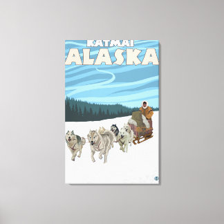 Dog Sledding Scene - Katmai, Alaska Canvas Print