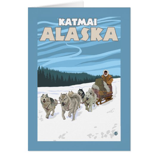 Dog Sledding Scene - Katmai, Alaska Cards (Front)