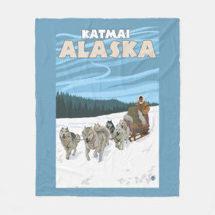 Dog Sledding Scene - Katmai, Alaska Fleece Blanket