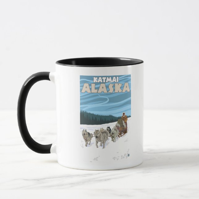 Dog Sledding Scene - Katmai, Alaska Mug (Left)