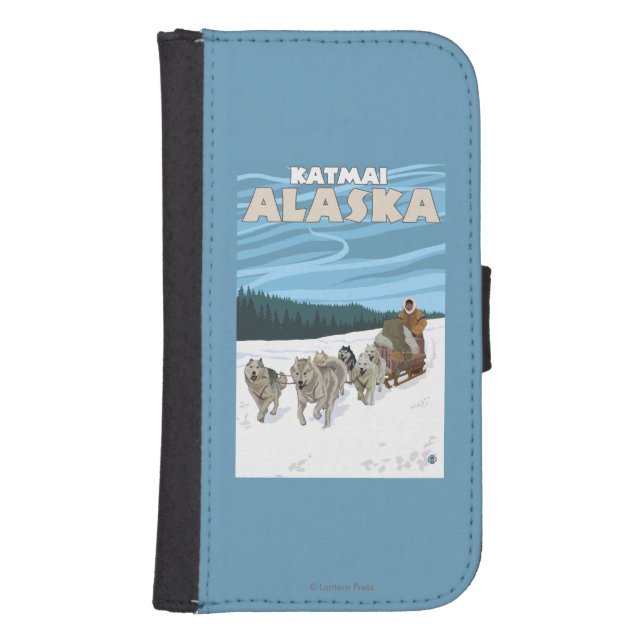 Dog Sledding Scene - Katmai, Alaska Samsung Galaxy Wallet Case (Front)